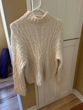 Vince Cream Cable-Knit Turtleneck Sweater
